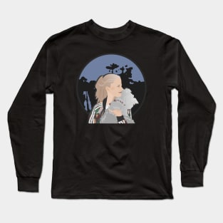 Blonde girl walking a dog Long Sleeve T-Shirt